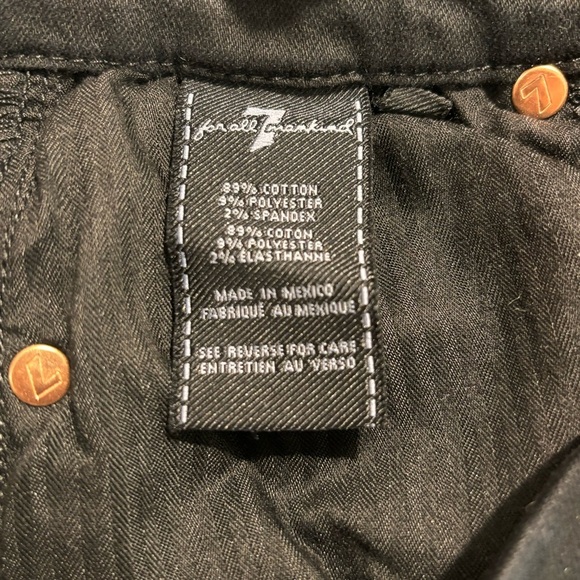 7 FOR ALL MANKIND Sz 27 Karah Jeans Straight Leg Zipper In Black NEW WITH TAGS - Picture 9 of 12